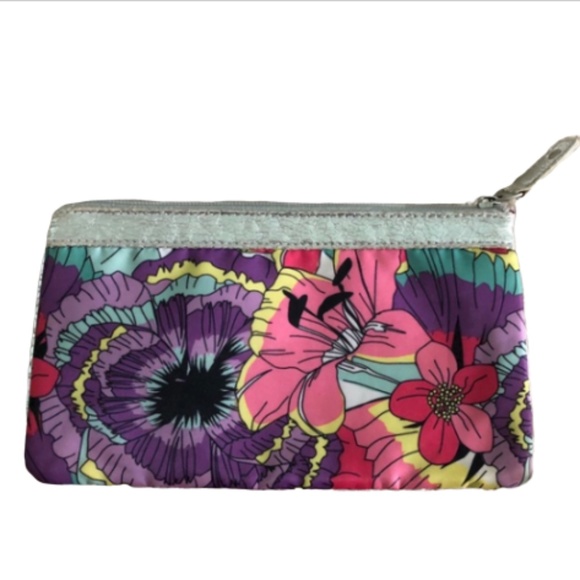 Sonia Kashuk Handbags - Purple & Pink & White Floral Handheld Makeup Bag With One Big Zippered Pouch